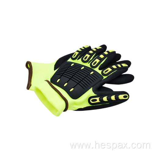 Hespax Nitrile Coated Oilfield Safety Anti Impact Gloves